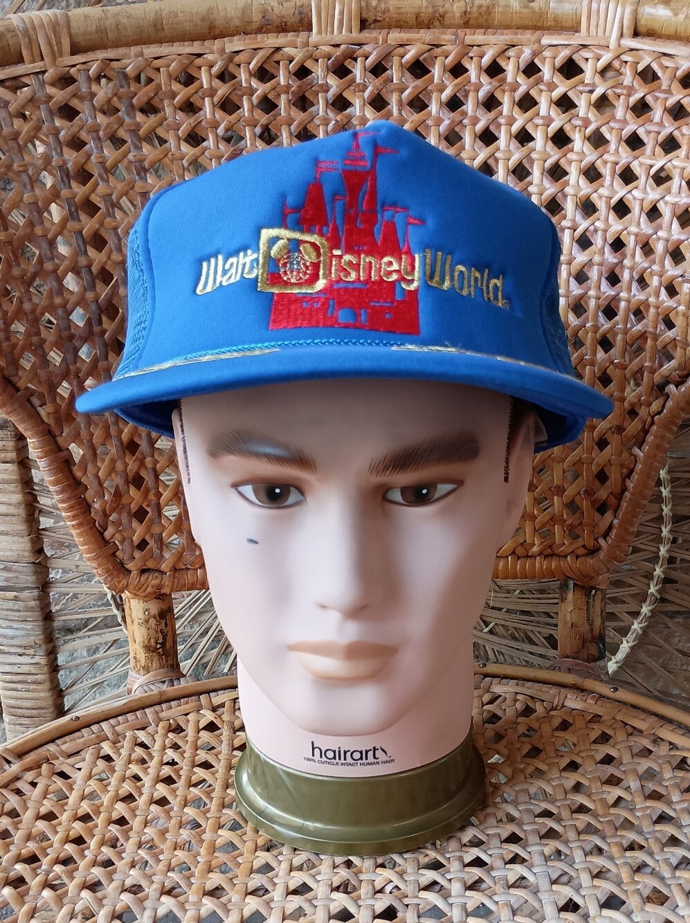 Vintage 1980s Walt Disney World Blue Embroidered Trucker Hat_Adjustable
